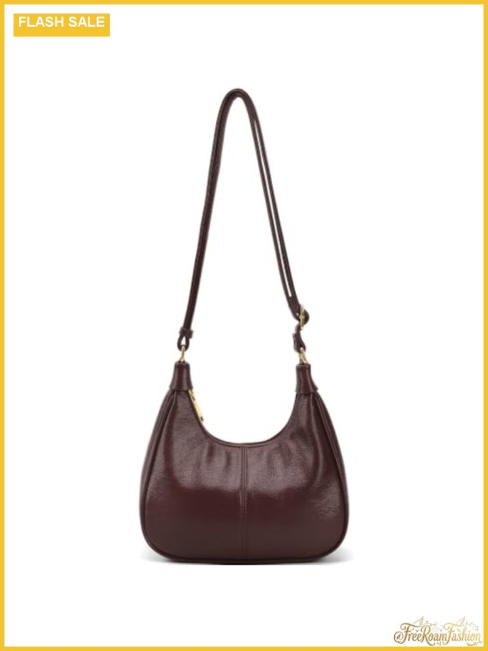 Soft Leather Crescent Hobo Crossbody Bag Adjustable Strap Small